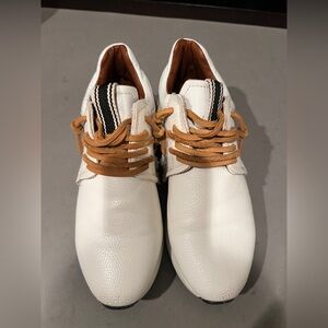 ShuShop White with Tan laces Women's Sneakers